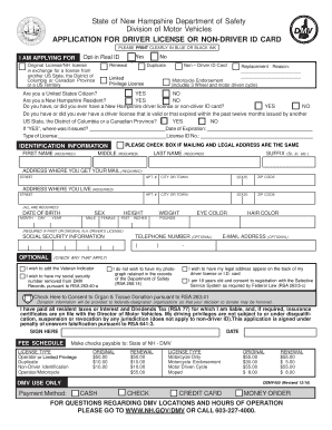 application for driver's license