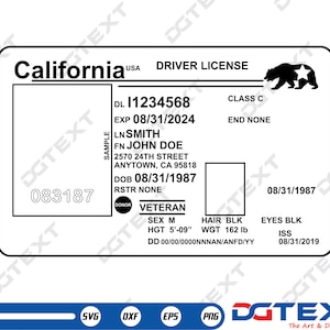 blank california driver's license