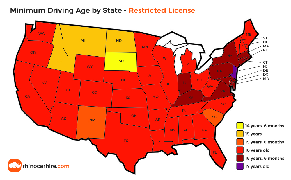 california driver's license age 16 restrictions