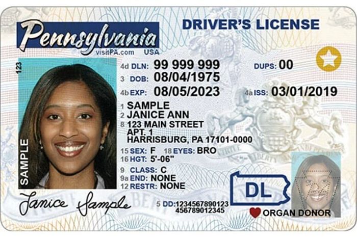 california driver's license middle name