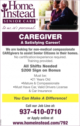 caregiver jobs no driver's license