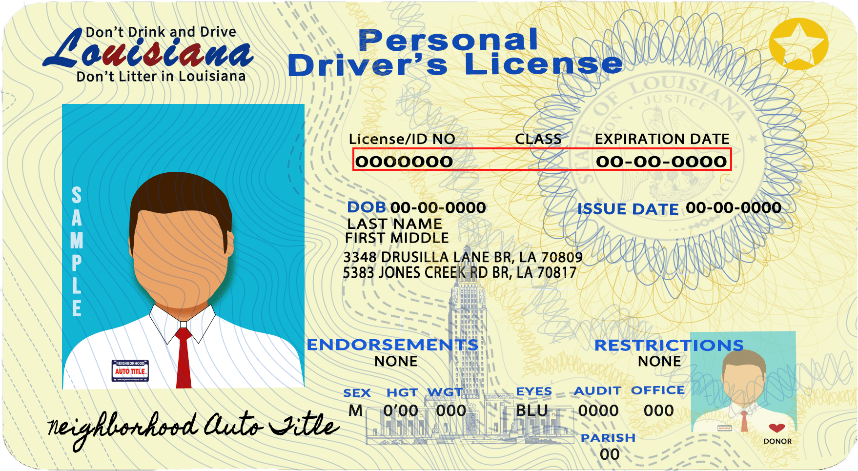 document title for driver's license