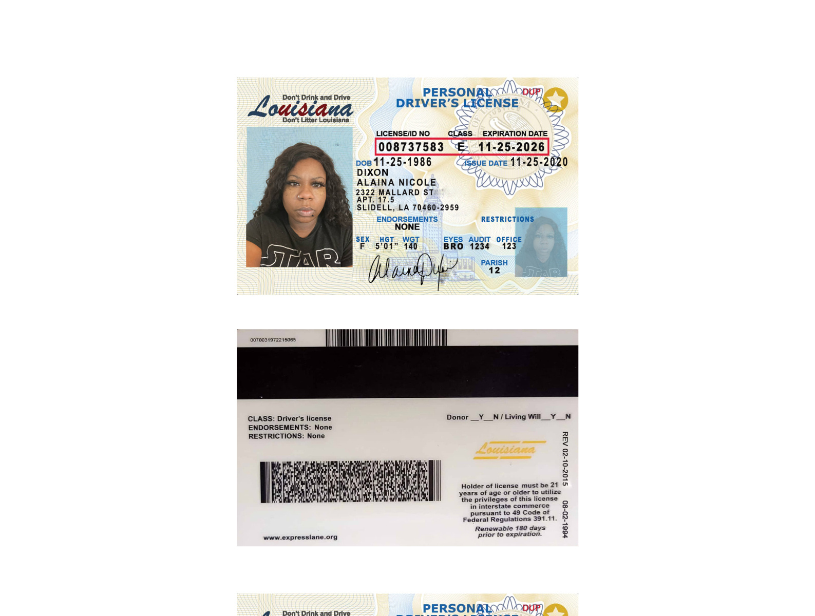 driver license front and back generator