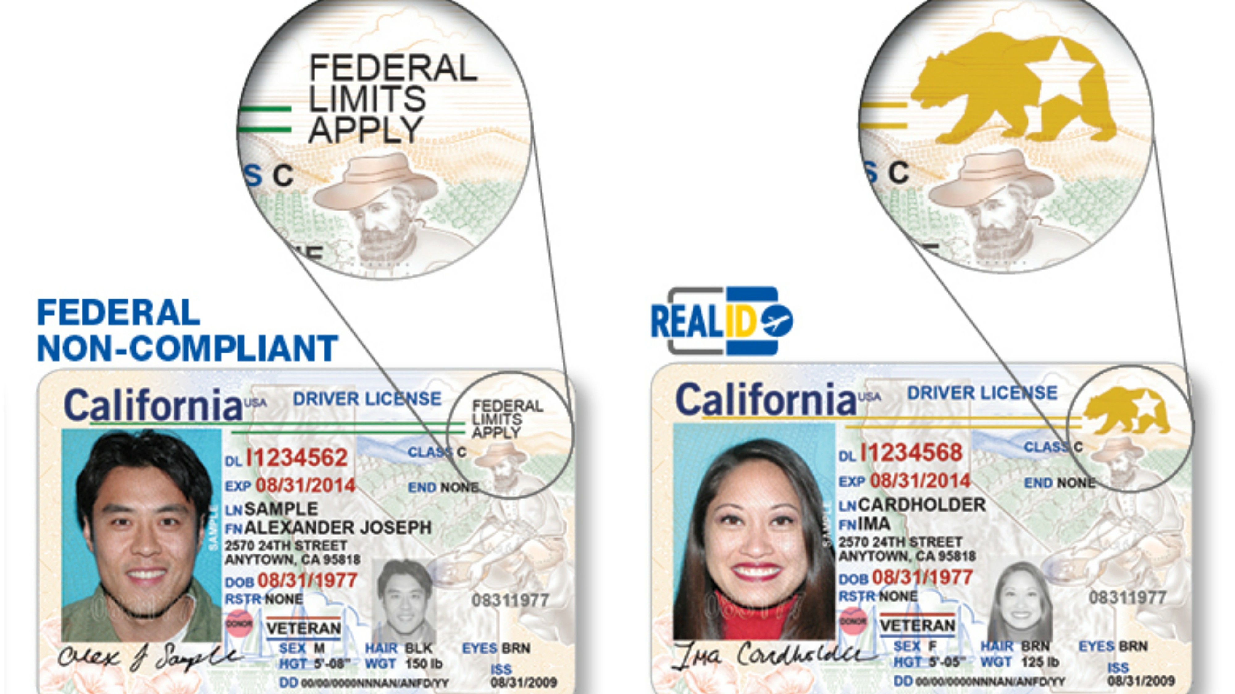 driver's license federal limits apply california