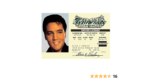 elvis presley driver's license