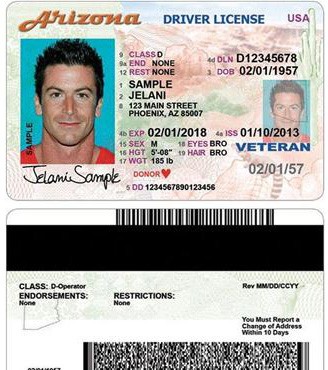 front and back of driver license