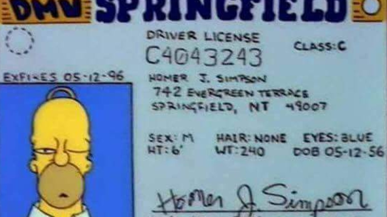 homer simpson driver license