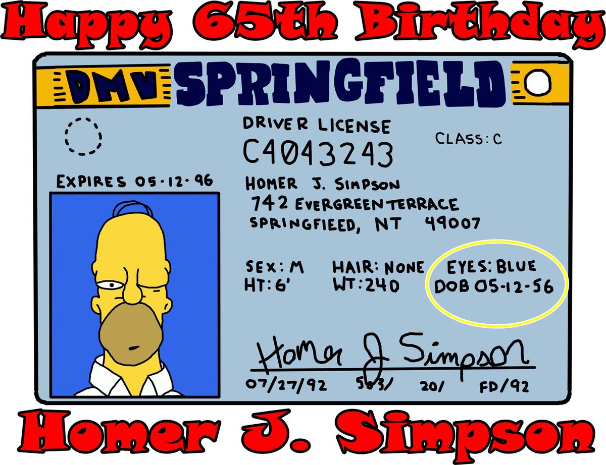 homer simpson driver license