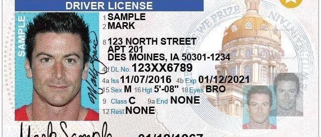 iowa driver's license example