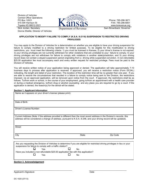kansas driver's license replacement form