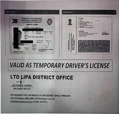 paper copy of driver's license