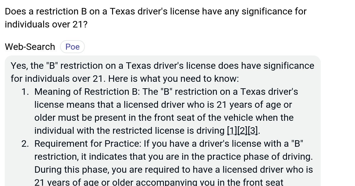 what is restriction a on a texas driver's license