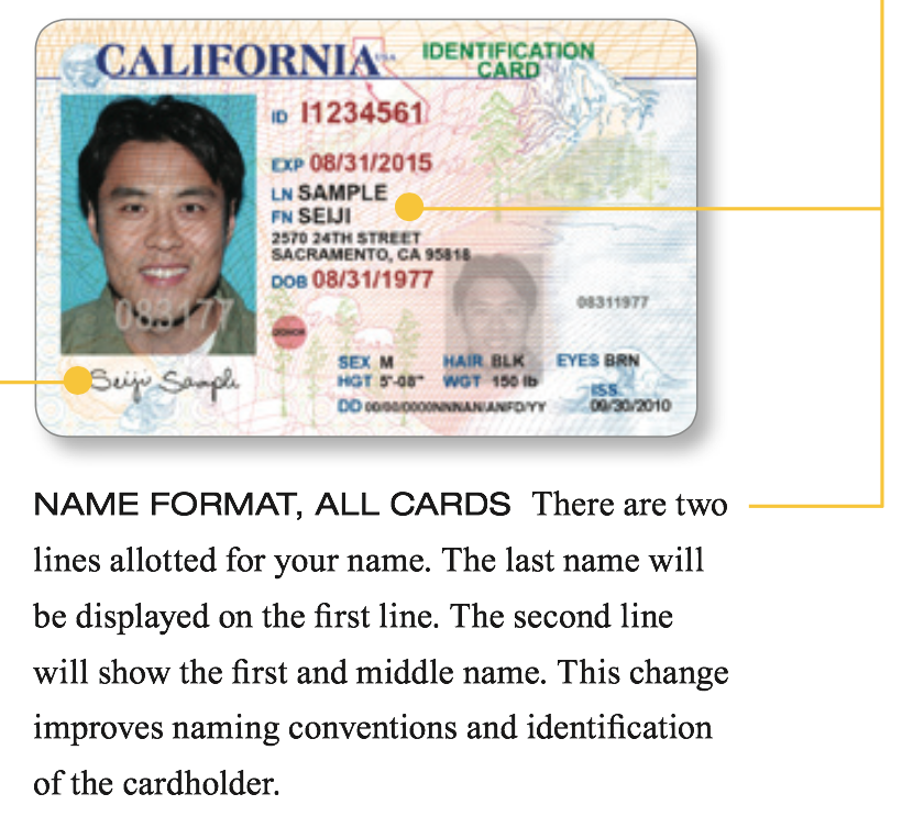 where is the first name on a driver's license